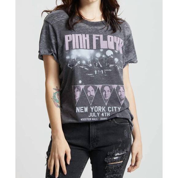 NEW RECYCLED KARMA pink floyd nyc distressed tee in acid black - Picture 2 of 3